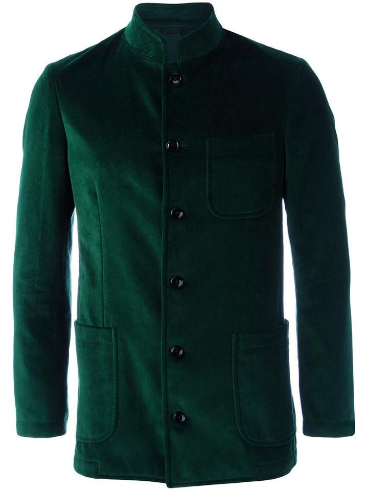 Mp Massimo Piombo Buttoned Jacket, Men's, Size: 48, Green, Cupro/cotton