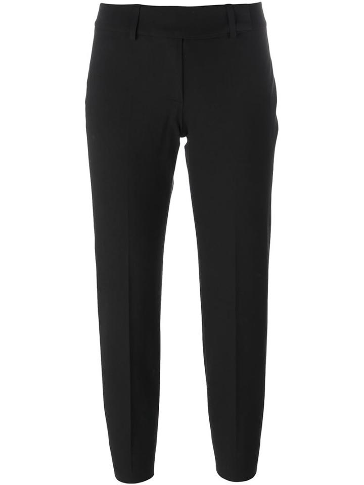 Piazza Sempione Back Slit Cropped Trousers, Women's, Size: 42, Black, Cotton/spandex/elastane