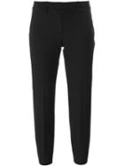 Piazza Sempione Back Slit Cropped Trousers, Women's, Size: 42, Black, Cotton/spandex/elastane