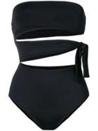 Proenza Schouler Tie Waist Cut Out Bandeau Swimsuit - Black