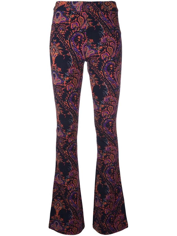Pierre Balmain Flared Paisley Trousers, Women's, Size: 36, Yellow/orange, Nylon/spandex/elastane/rayon