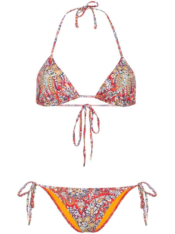 Etro Clianthus Paisley Triangle Bikini Top - Red