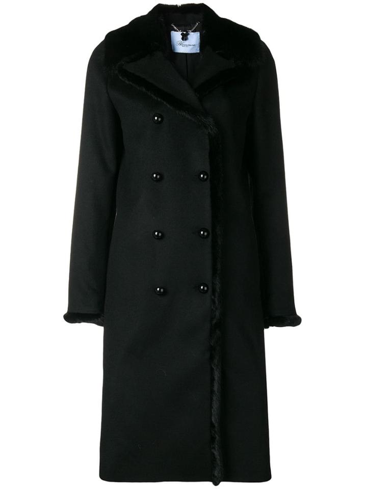 Blumarine Double Breasted Fur Coat - Black