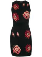 Alexander Mcqueen Rose Tapestry Mini Knit Dress - Black