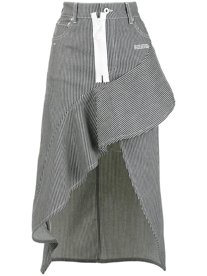 Off-white Striped Asymmetric Skirt - Blue