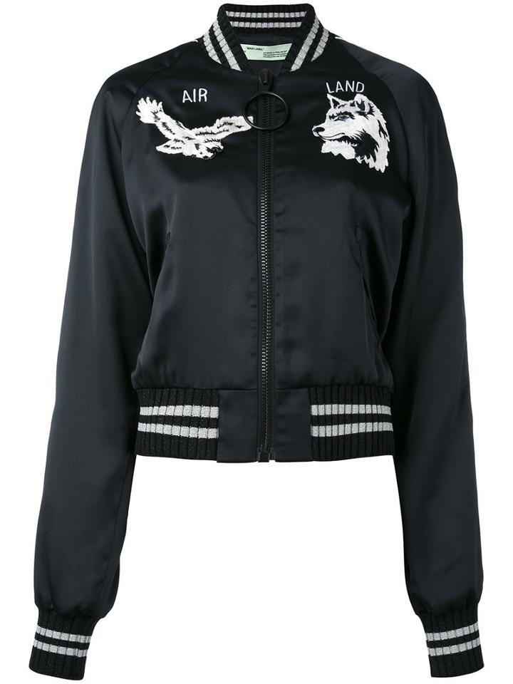 Off-white - Chest Patches Bomber Jacket - Women - Polyamide/polyester/viscose - Xs, Black, Polyamide/polyester/viscose