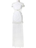 Alessandra Rich Floral Lace Sheer Dress, Women's, Size: 42, White, Silk/cotton/polyamide/polyamide