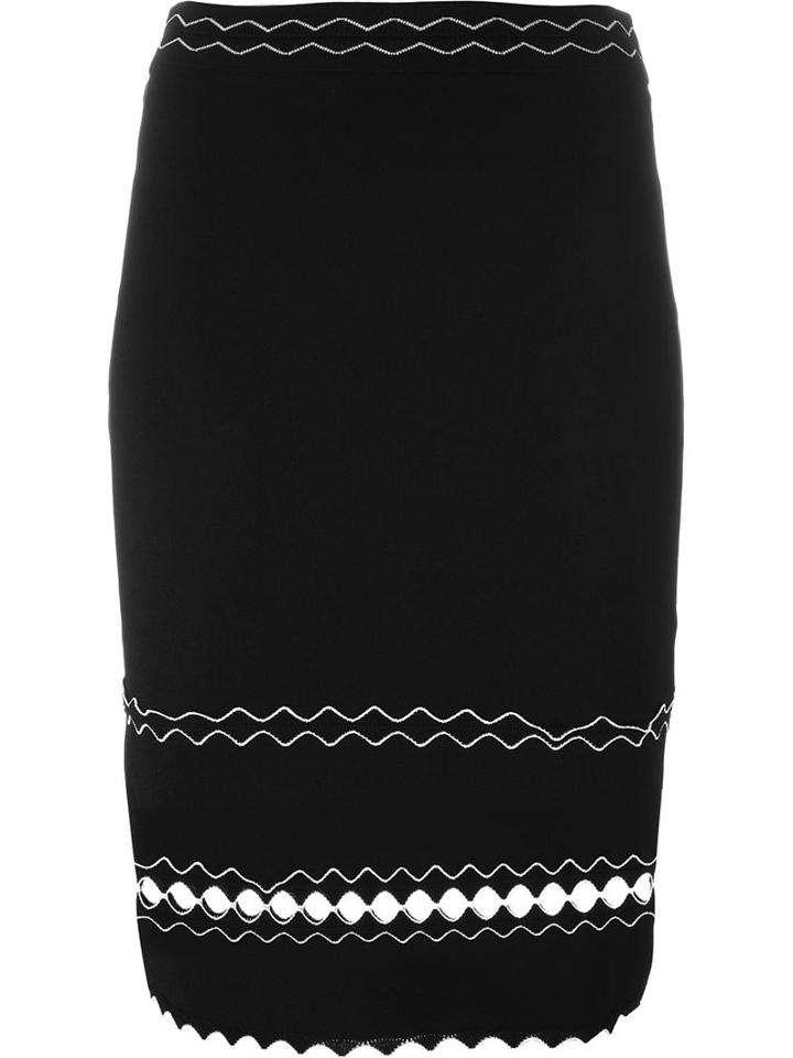 Alexander Mcqueen Wavy Embroidered Pencil Skirt