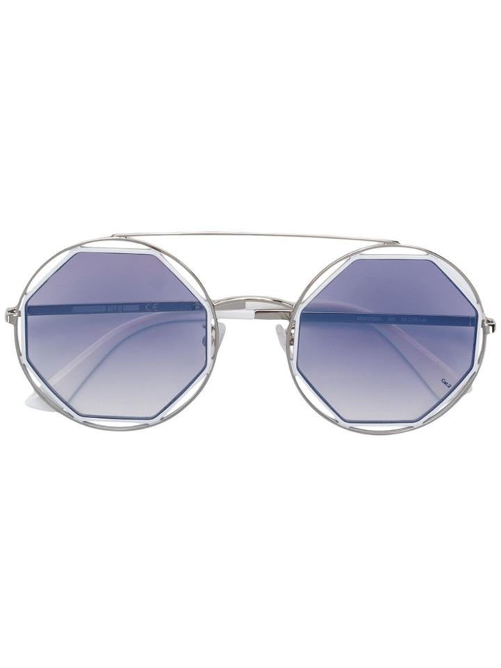 Mcq By Alexander Mcqueen Eyewear Hexagon Aviators - Metallic