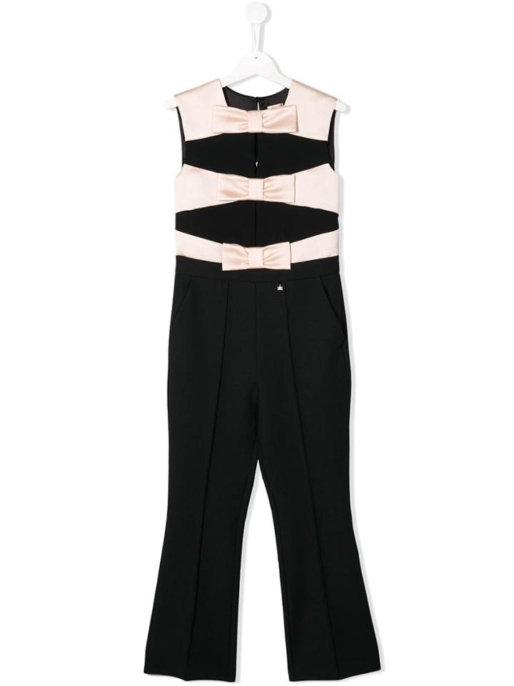 Elisabetta Franchi La Mia Bambina Bow Panel Tailored Jumpsuit - Black