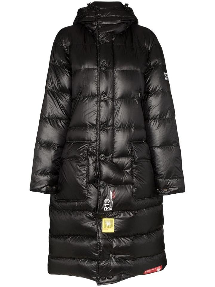 R13 X Brumal Padded Parka Coat - Black