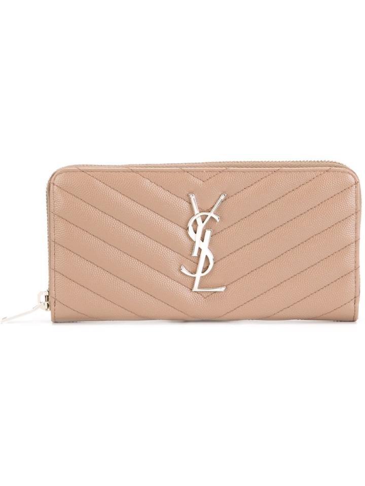 Saint Laurent 'monogram' Wallet - Nude & Neutrals