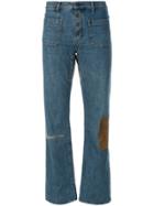 Yves Saint Laurent Vintage Patches Detailing Bootcut Jeans - Blue