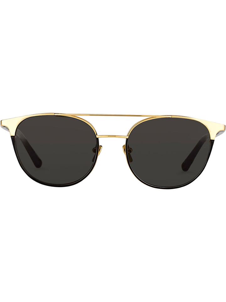 Linda Farrow 421 C2 Browline Sunglasses - Black