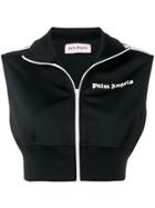 Palm Angels Cropped Zipped Gilet - Black