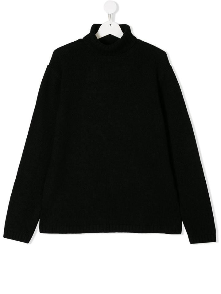 Douuod Kids Teen Oversized Roll Neck Sweater - Black
