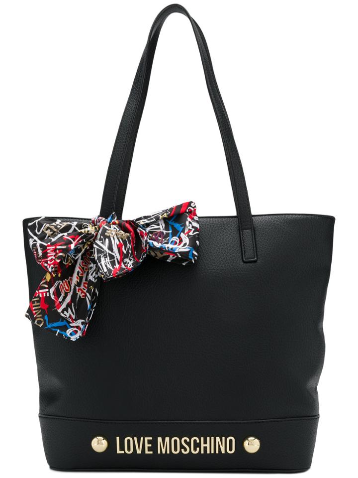 Love Moschino Branded Scarf Tote - Black