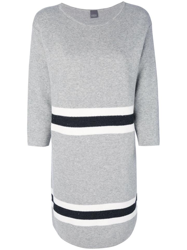 Lorena Antoniazzi - Stripe Panel Jumper Dress - Women - Cashmere/virgin Wool - 44, Grey, Cashmere/virgin Wool