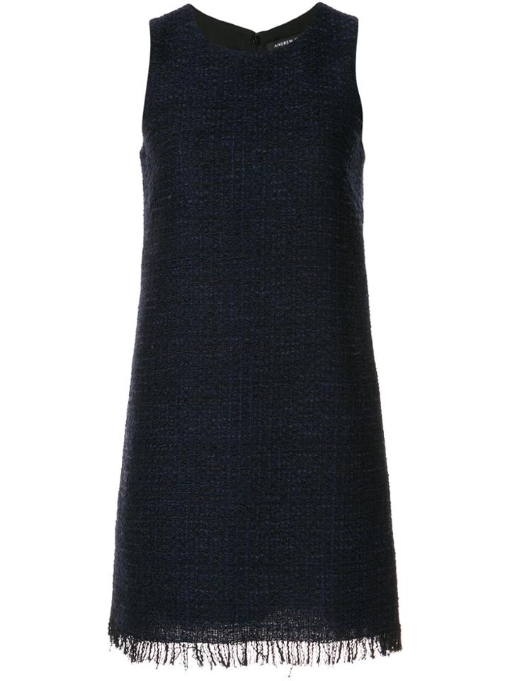 Andrew Gn Tweed Shift Dress - Blue