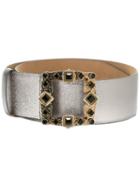 Dolce & Gabbana Jewel Buckle Belt, Women's, Size: 80, Grey, Calf Leather