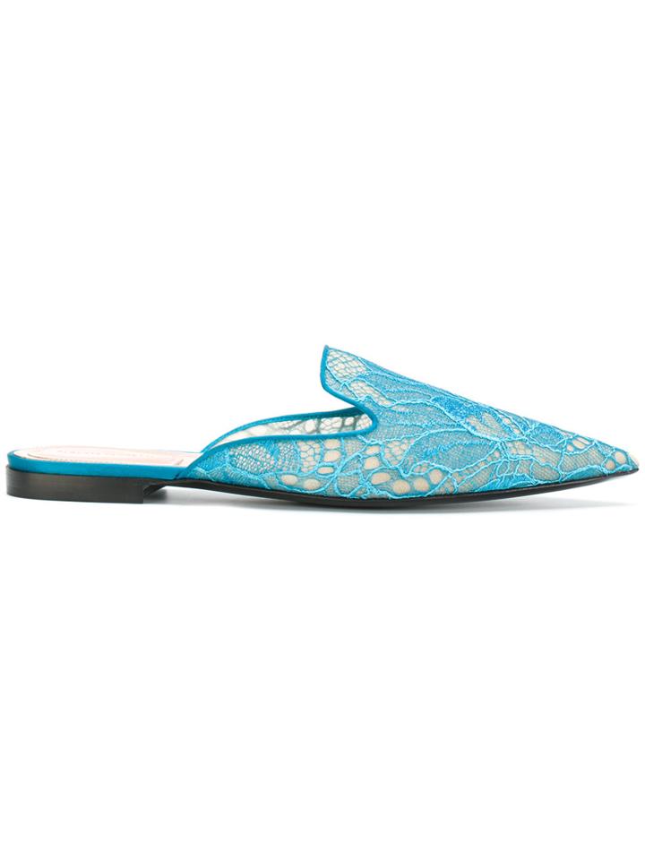Alberta Ferretti Mia Appliqué Mule Slippers - Blue