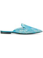 Alberta Ferretti Mia Appliqué Mule Slippers - Blue