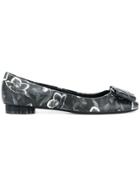 Salvatore Ferragamo Floral Print Varina Ballerina Shoes - Black