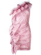 Msgm - Lace One Shoulder Dress - Women - Polyamide/polyester/spandex/elastane/viscose - 40, Pink/purple, Polyamide/polyester/spandex/elastane/viscose