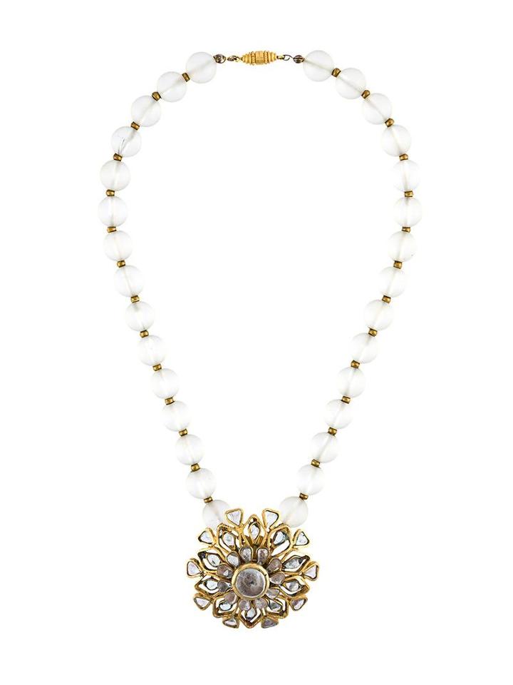 Chanel Vintage Floral Pendant Necklace, Women's, Metallic