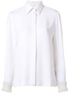 Thom Browne Silk Georgette Pearl Applique Shirt - White