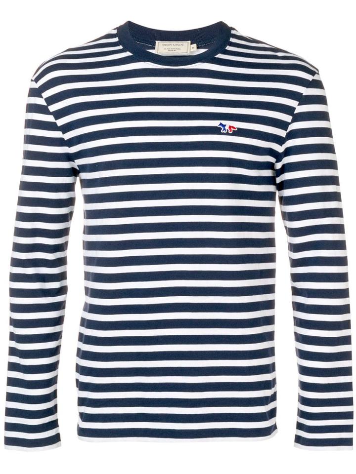 Maison Kitsuné Striped Logo Sweatshirt - Blue