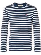 Maison Kitsuné Striped Logo Sweatshirt - Blue