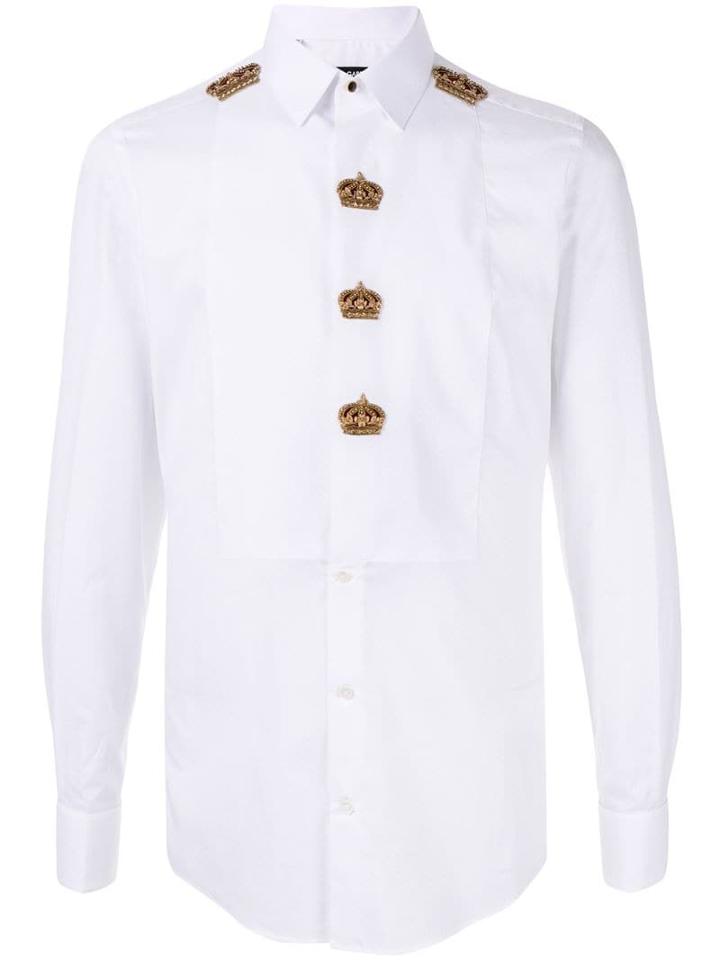 Dolce & Gabbana Embroidered Crowns Shirt - White