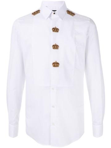 Dolce & Gabbana Embroidered Crowns Shirt - White
