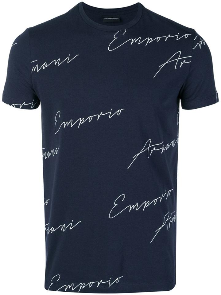 Emporio Armani Written Logo Printed T-shirt - Blue