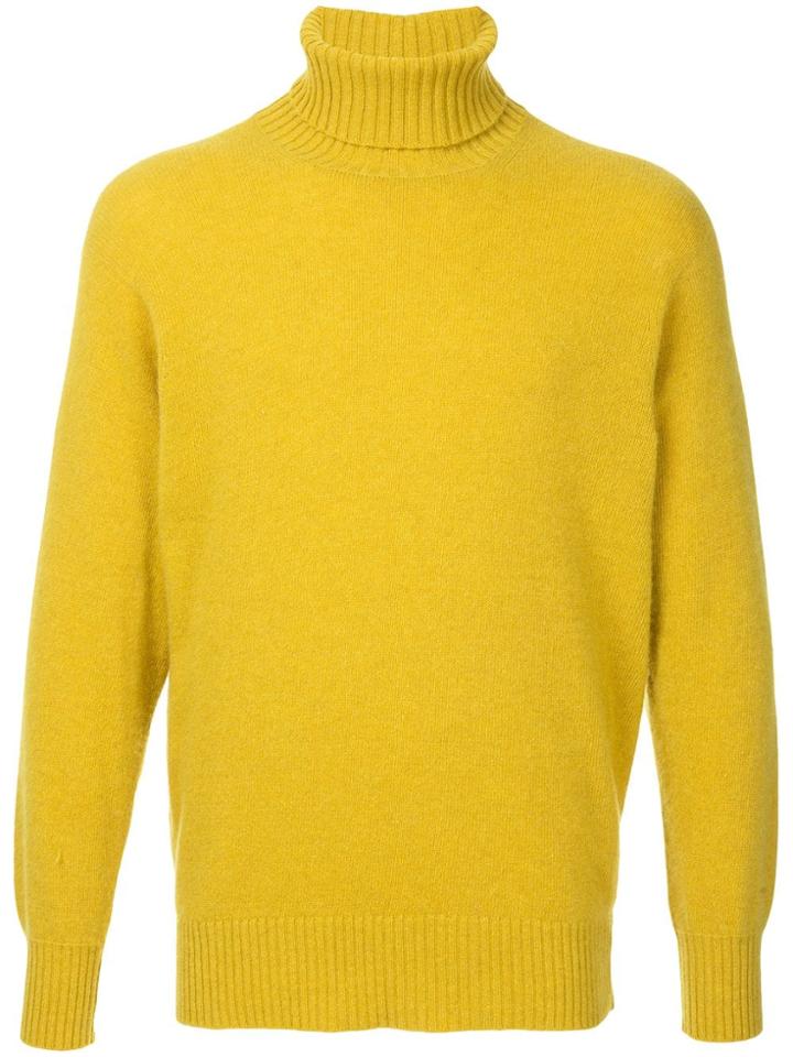 Maison Flaneur Fine Knit Turtleneck Sweater - Yellow & Orange
