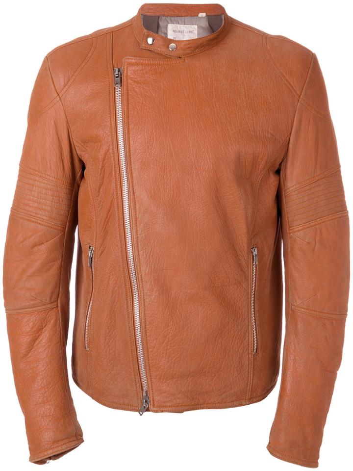 Helmut Lang Vintage Banded Collar Biker Jacket - Yellow & Orange