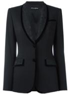Dolce & Gabbana Jacquard Detail Blazer, Women's, Size: 44, Black, Silk/spandex/elastane/virgin Wool/polyamide