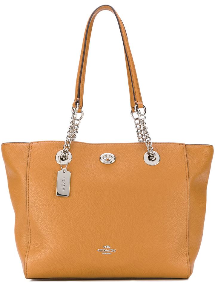 Coach Turnlock Chain Tote - Brown