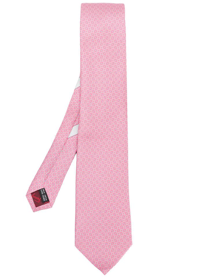 Salvatore Ferragamo Gancio Print Tie - Pink & Purple
