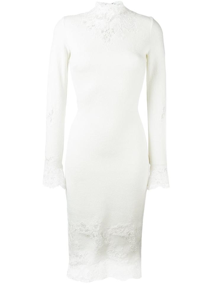 Ermanno Scervino Lace Panel Dress, Women's, Size: 40, White, Silk/cotton/polyamide/wool