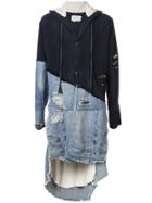 Greg Lauren Denim-panelled Hooded Jacket - Black
