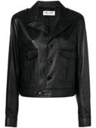 Saint Laurent Button Front Leather Jacket - Black