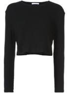 Theperfext Knitted Cropped Top - Black