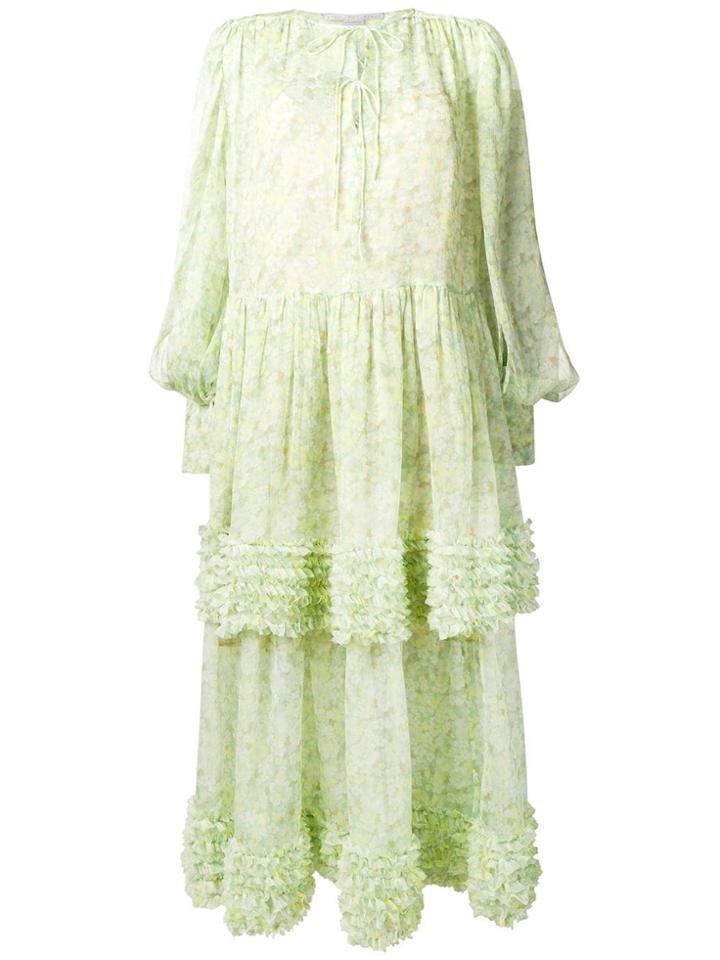 Stella Mccartney Semi-sheer Tiered Dress - Green