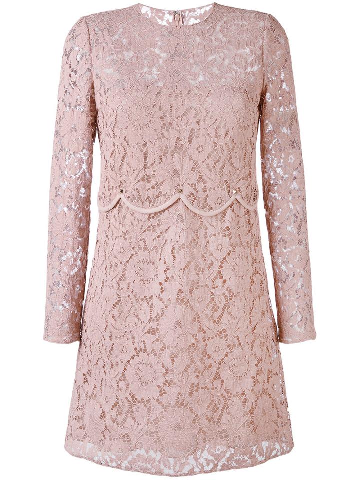 Valentino - Long-sleeved Dress - Women - Silk/cotton/polyamide/virgin Wool - 40, Pink/purple, Silk/cotton/polyamide/virgin Wool