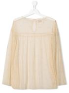 Douuod Kids Teen Sheer Tulle Blouse - Neutrals