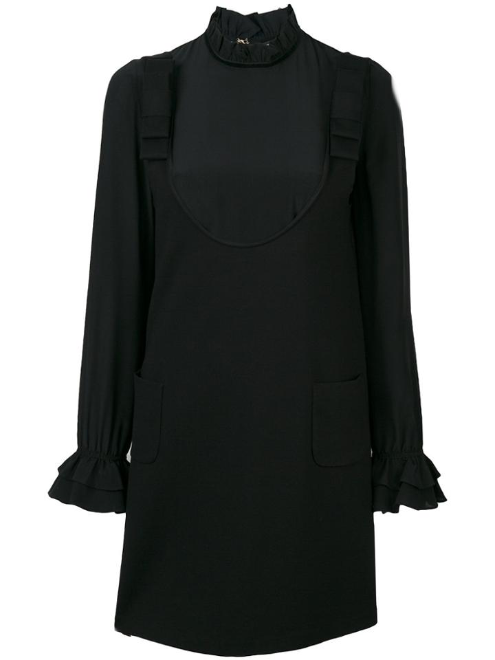 Twin-set Frilled Neck Layered Dress - Black