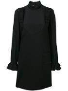 Twin-set Frilled Neck Layered Dress - Black