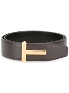 Tom Ford T Buckle Reversible Belt, Men's, Size: 100, Brown, Calf Leather